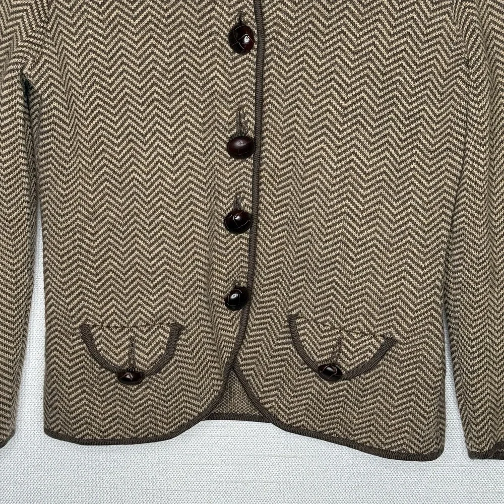 VTG Banana Republic Merino Wool Herringbone Riding Blazer Elbow Patches Women PS